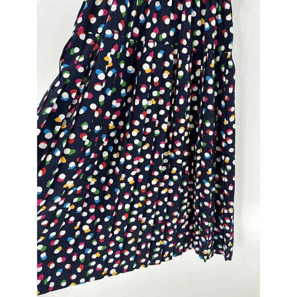 Liz Roberts Vintage Dress Womens Large XL Blue Polka Dot Pleated Button Front - Picture 11 of 15